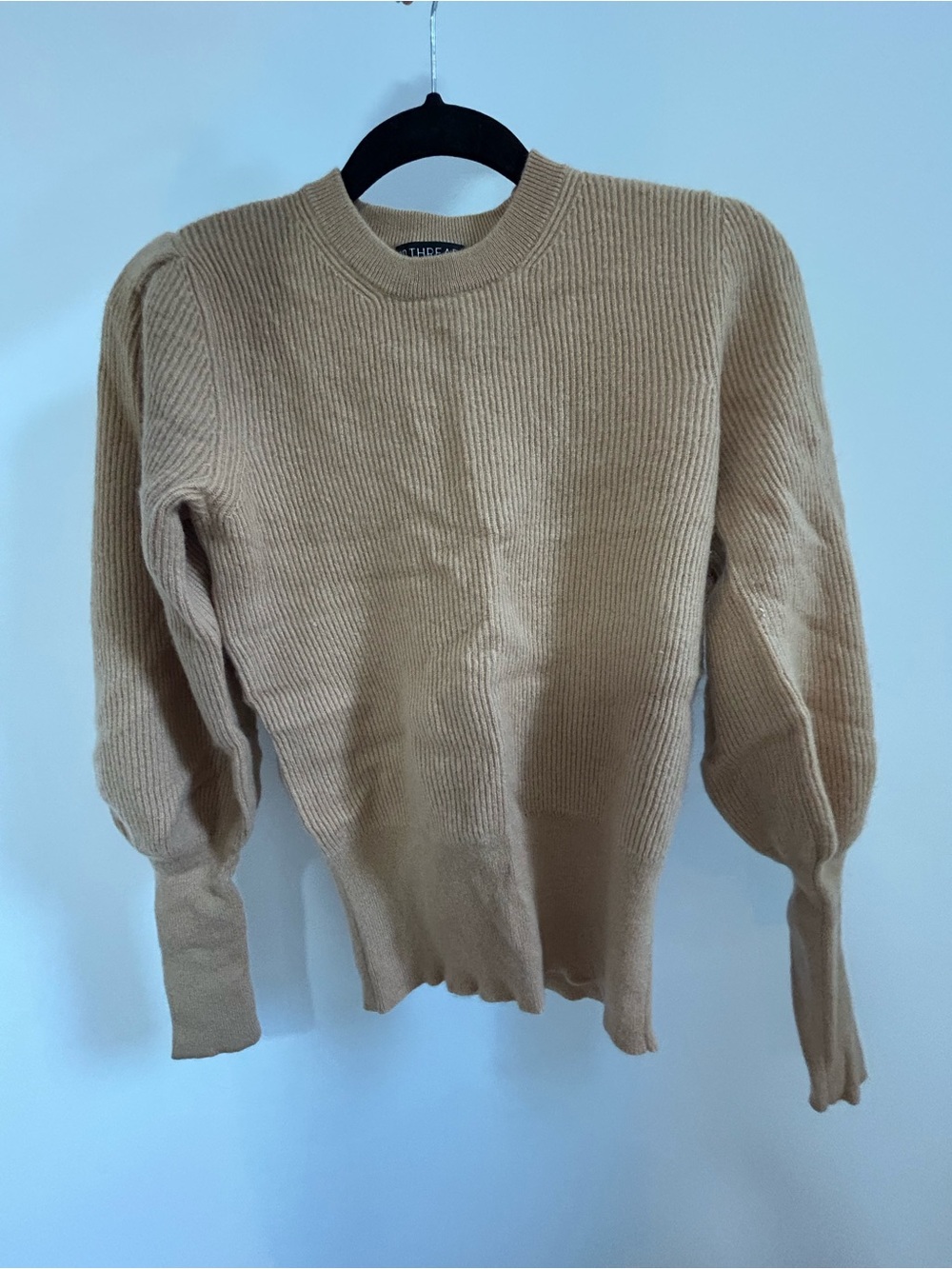 The Row Ribbed Camel Crewneck Sweater